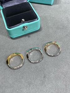 The new ring European and American style street must-have 925 silver plated technology anti-allergy treatment three-color optional ring U-lock ring tiffaies