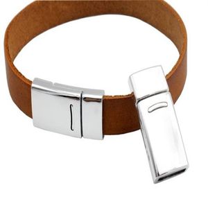 Skicka 50pcsets silver krökt magnetisk stängningslås armband som gör smycken leverera läder strip lim 10mmx2mm inre hål158b