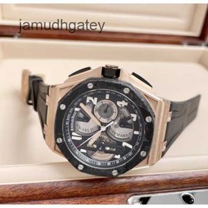 AP Swiss Relógios de pulso de luxo Royal Ap Oak Offshore Series 26288OF.OO.D002CR.01 Relógio masculino mecânico manual em ouro rosa 18k/carbono forjado