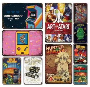 Old School Games Poster Tin Sign Vintage Gamer Room Decor Metal Plate Shabby Chic Man Cave Net Bar Art Wall Decoration Plaques3350164