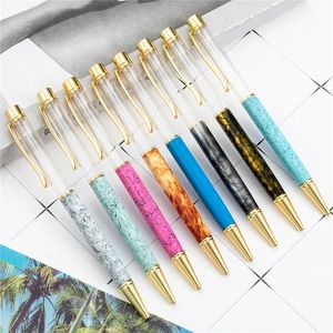 Partihandel Tom Tube Ballpoint Pennor DIY Självfyllande Metal Pen Print marmor Stripe Signature Advertising Stationery Office Supplies Writing Gift