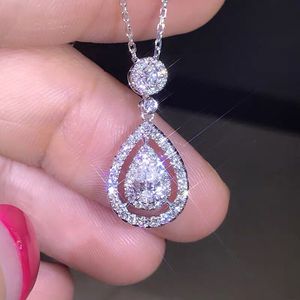 Necklace Women fashion Water Drop Shape Crystal zircon Diamond Pendant White Gold Necklace Girlfriend Wedding Jewelry Birthday Gift