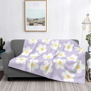Blankets Throw 70sRetroFlowerPower Bed Blanket Warm Lightweight Flannel for Couch Sofa Lavender Flower Bedcovers 231030