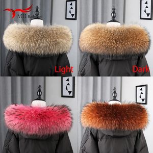 Scarves 100% Real Natural Raccoon Fur Scarf Women Winter Fashion Luxury Warm High Quality Fur Collar For Coat Strip Hooded Large Muffler 231031