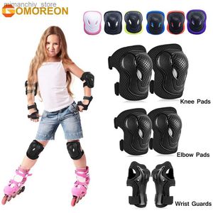 Equipamento de proteção para skate GOMOREON 6 unidades / conjunto joelheiras de segurança para crianças cotoveleiras protetores de pulso equipamentos de proteção para crianças para meninas meninos rolo de patinação de ciclismo Q231031