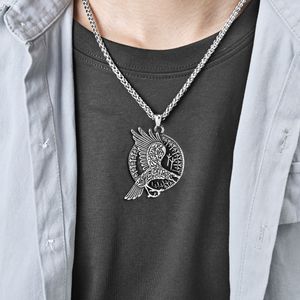 Herren nordische Wikinger Talisman Amulett Rabe Krähe Anhänger Halskette Männer Kette