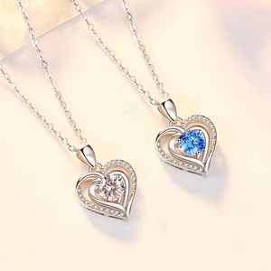 Necklace 925 Silver Plated Heart Pendant Necklaces Choker Link Chain Pendants Luxury Fashion Womens Wedding Jewelry Accessories 2Colors