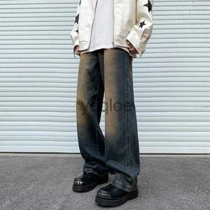 Мужские брюки Весенние однотонные джинсовые брюки в стиле хип-хоп с градиентом Мужские простые джинсовые брюки для мужской одежды Уличная мода Мужские мешковатые джинсы J231031