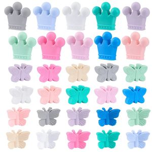 Massaggiagengive Giocattoli 10 pezzi lotto Corona in silicone Perline BPA Silicone gratuito Dentizione Collana da masticare per bambini Clip per ciuccio fai da te Accessorio 231031