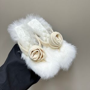 Sandali con tacco a fiori in velluto di shearling Muli invernali Tacchi a spillo open-toe Ciabatte Décolleté di marca slip-on da donna scarpe da festa da sera designer di lusso calzature di fabbrica