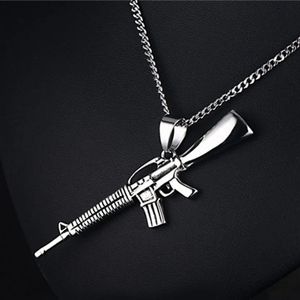 M16 Gun Model Pendant Necklaces Women Mens Stainless Steel Couple Jewelry for Neck Fashion Christmas Valentines Gifts for Girlfriend Wholesale