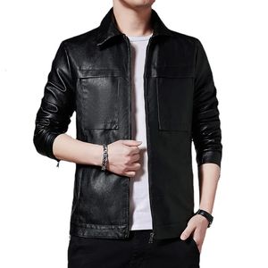 Men's Leather Faux 2023 Jacket Men Loose Soft Single Breasted Pu Coats Casual Biker Turn Down Collar Fur Coat 231031