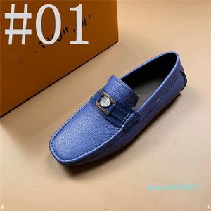 Loafers Mode handgefertigte Mokassins LEDER LUXUS DESIGNER HERREN Flats Blau Slip On HERREN Bootsschuh PLUS GRÖSSE 46 A2