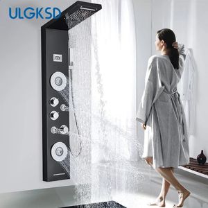 Badezimmer-Duschköpfe, digitales Panel, Spa-Massagestrahl, Säulen-Set, System, Wasserfall, Regenwasserhahn, Mischbatterie für Bad 231030