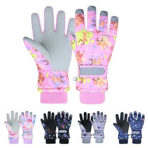 Children's Finger Gloves Children Skiing for Boys Girls Winter Plush Thicken Ski Glove AntiSlip Waterproof Cycling Mittens Kids Accessories 412Y 231031