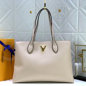 Lockme Totes Top Quality Shoulder Handbag Shopping Fashion Shopper Grained Genuine Leather Tote Bag Black Brown Grey Greige Pocket Large