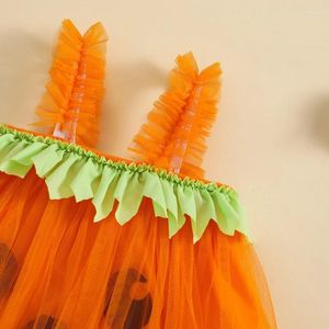 Girl Dresses Baby Halloween Costume Infant Cute Pumpkin Sleeveless Layered Tulle Tutu Dress Toddler Outfits