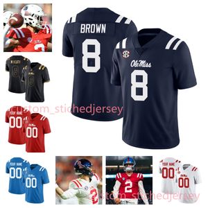 Ole Miss Rebels Football Jerseys AJ. Brown Greg Little Dawson Knox Custom Bo Wallace Jordon Ta'amu Jake Gibbs Jordon Wilkins Archie Manning Matt Corral dk Metcalf