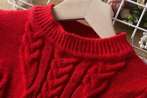 Mädchen Kleider Mädchen Weihnachten Pullover Kinder Herbst Kleidung 2023 Langarm Gestrickte Warme Rote Kleid Baby Mädchen Neue Jahre Party kleidung R231031