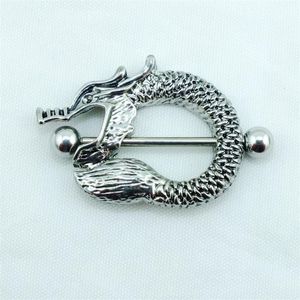 Newly Fashion Non-mainstream Nipple Rings Stainless Steel Retro Chinese Dragon Body Piercing Jewelry268Y