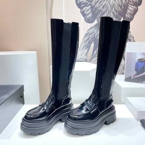 Inverno mais recente bolo de primavera quente sola grossa botas martin elásticas