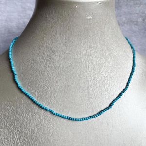 Pendants 2MM Black Line Blue Turquoise Necklace Calaite Tophus 42 5MM Stainless Steel Natural Stone Chocker Jewelry Beaded Woman Mother