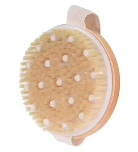 New Body Brush for Wet or Dry Brushing Natural Bristles with Massage Nodes Gentle Exfoliating Improve Circulation5796439