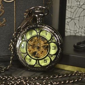 Pocket Watches TIEDAN Steampunk Luxury Antique Luminous Skeleton Mechanical Watch Men Chain Necklace Business Casual Fob