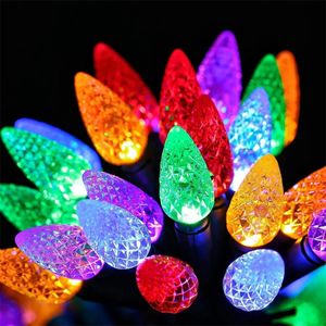 Christmas Decorations Thrisdar 10M 50 LED Colored String Lights C9 Strawberry Fairy Light Outdoor Wreath Tree Garland 231030