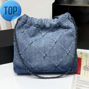 Channel 22 denim Grand Shopping Bag Tote Travel Designer Kvinna Sling Body dyraste handväska med Sier Chaih6