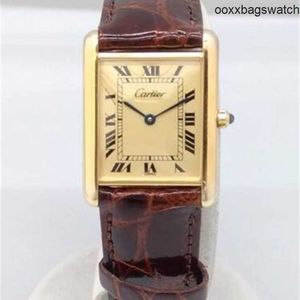 Herrklockor CT Automatisk titta på CT Tank Quartz Vermeil 590005 Begagnad Watch Gold Dial Excellent Condition HBBF