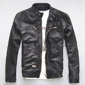Men's Leather Faux 2023 Genuine Jacket Men Real Sheep Goat Black Brown Male Bomber Motorcycle Jackets Spring Autumn Mens Clothes L1 231031