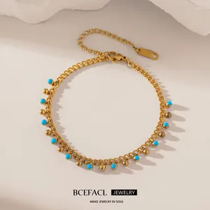 Link pulseiras bcefacl 316l aço inoxidável azul contas pulseira para mulheres uso diário moda pulso corrente pulseiras jóias presentes de férias