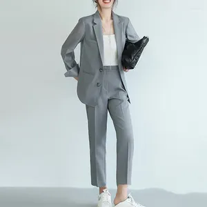 Kvinnors tvåbitar byxor Summer Casual Work Pants Ol 2 Set for Women Business Sunscreen Blazer och Pencil Office Lady Suit Female Outfits