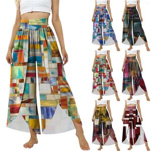 Damenhosen 2023 Für Frauen Lässige Hohe Taille Breites Bein Elastischer Unregelmäßiger Saum Split Lady Elegante Baggy-Hose