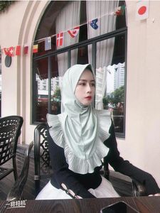 Этническая одежда, Малайзийский хиджаб с воланами для женщин, мусульманский мгновенный стиль, одежда напрямую, исламский арабский шарф, шали, тюрбан
