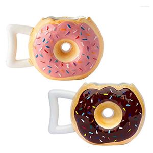 Mugs Ceramic Donut Mug Pink Glaze Doughnut With Sprinkles Cup For Coffee Tea Chocolate