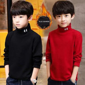 Pullover 2023 Barntröja Highneck Sweatshirts For Boys Clothes Girls Turtleneck kläder Sticked 4 6 8 10 11 12 Year 231030