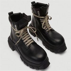 Real Leather Man Designer stövlar tjocka botten män Combat Boot Lace Up Men Casual Ankle Boot