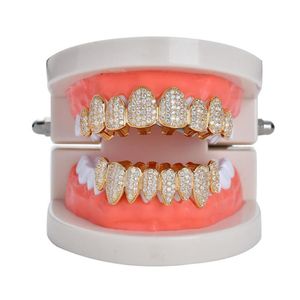 New Hip hop teeth tooth grillz copper zircon crystal teeth grillz Dental Grills Halloween jewelry gift whole for rap rapper me2350
