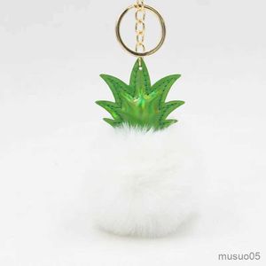 Mobile Phone Chain Creative Cartoon Pineapple Plush Keychain Hairball Bag Pendant Car Accessory Keychain R231031