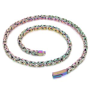 6mm 20-26inch Colorful Stainless Steel Mens Fashion Byzantine Knot Chain Necklace Father Gifts Jewelry