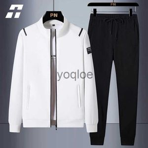 Herrspårsdräkter Casual Men's Tracksuit Spring Autumn Sportwear Men 2 Piece Set +Sweatpants Print Brand Zipper Male Sweatshirt Suit Plus Size J231031