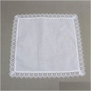 Handkerchief 23X25Cm Cotton White Lace Thin Handkerchief Women Wedding Gifts Party Decoration Cloth Napkins Plain Blank Diy Bh7596 Tyj Dhctx