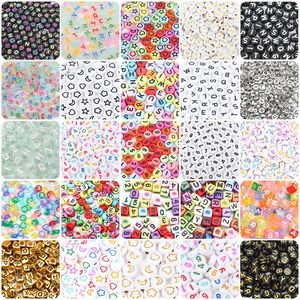 100-200 pcs harfler akrilik boncuklar sayı alfabe yıldız kalp yuvarlak kare aralayıcı boncuklar mücevher yapmak diy bileklik kolye moda mücevher beads otomotiv