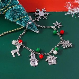 Link Bracelets Boot Star Xmas Bracelet Overlay Snowman Elk Candy Cane Hand Chain Gift Box Bangle Snowflake Couple