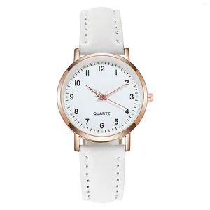 Armbandsur Fashion Quartz Ladies Watch Minimalist Round Dial Luminous Wrist for Girl Friend Birthday Present