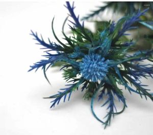 Fiori decorativi Eryngium artificiali Eryngium blu Bouquet da sposa Centrotavola Decorazioni per la casa