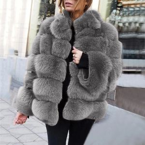 Womens Fur Faux Inverno Moda Mulheres Casaco Feminino Preto Elegante Fofo Grosso Quente Artificial Fox Jacket Outerwear Plus Size 4XL 231031