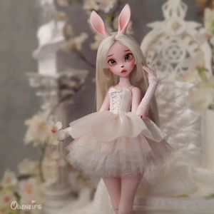 Dolls Kacey BJD Doll 14 With Tiny Fangs And Lace Shaggy Dress Bunny Fullset Professional Faceup Toys 231031